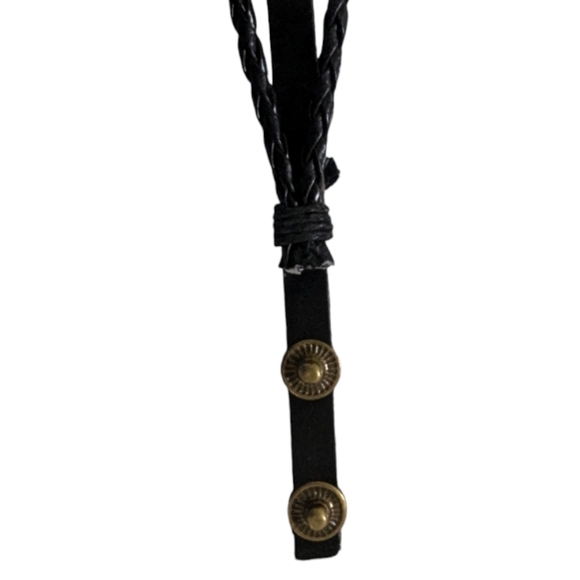 Unisex men womens black Leather handwoven Bracelet Trust in God Inscription a-00 - Picture 4 of 6